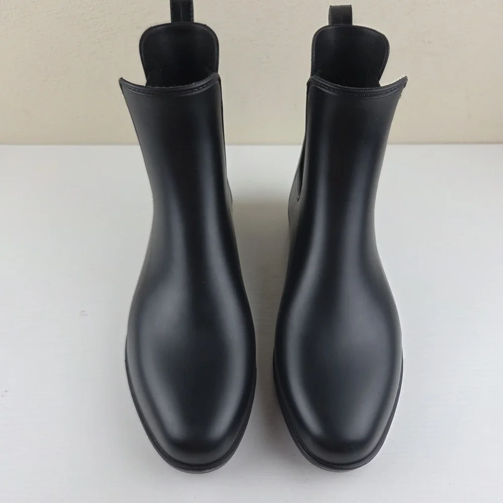 A New Day‎ Women's Chelsea Black Pull On Heel Rain Boots Waterproof Size 10